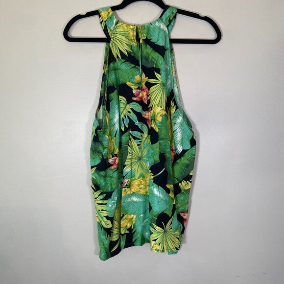 Nicole Miller Palm Print Linen Sleeveless Top - Picture 3 of 7